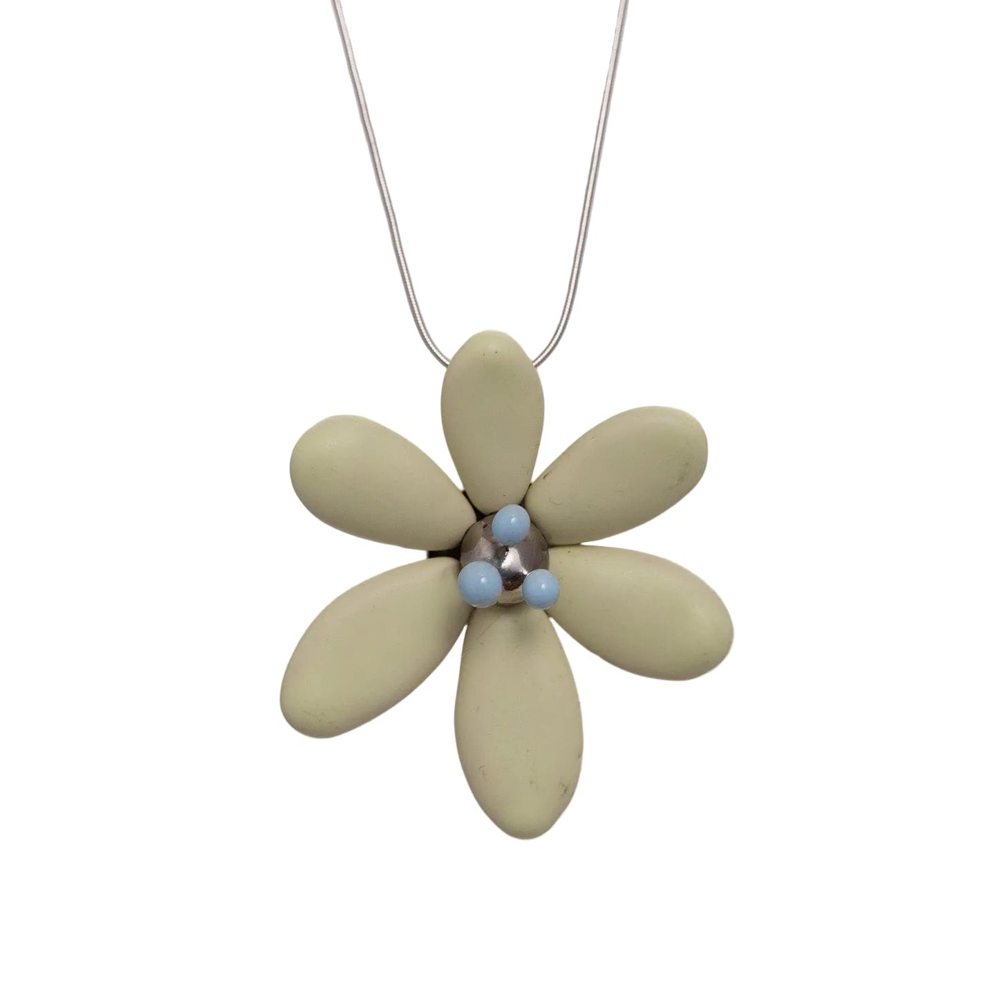 Ta-Kukkakoru Ceramic Flower Pendant (Off-White)