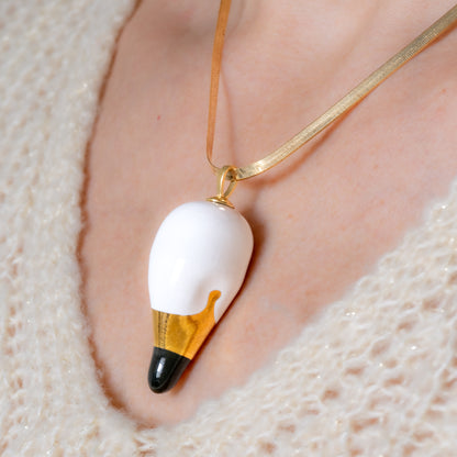 Joutsenkoru Ceramic Swan Pendant with Necklace (White)