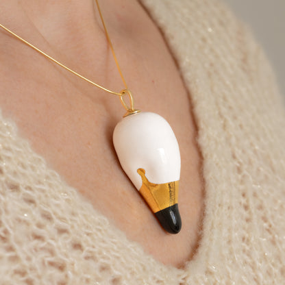 Joutsenkoru Ceramic Swan Pendant with Necklace (White)