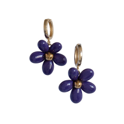 Ku-Kukkakoru Ceramic Flower Earrings (Violet)