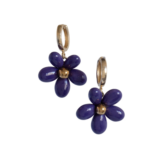 Ku-Kukkakoru Ceramic Flower Earrings (Violet)