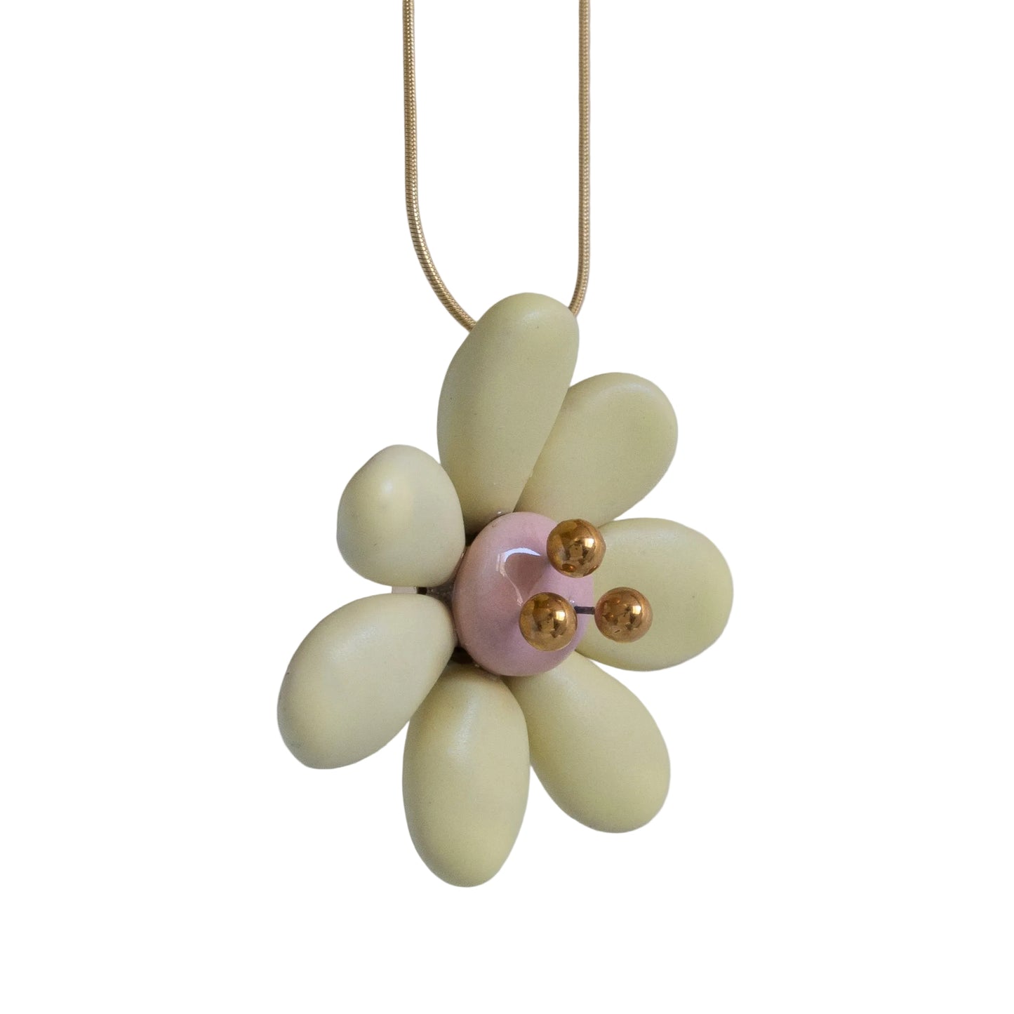 Ta-Kukkakoru Ceramic Flower Pendant (Light Yellow)