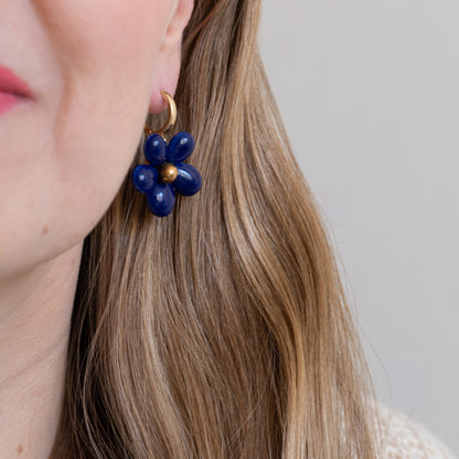 Ku-Kukkakoru Ceramic Flower Earrings (Blue)