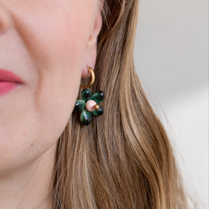 Kin-Kukkakoru Ceramic Flower Earrings (Teal)