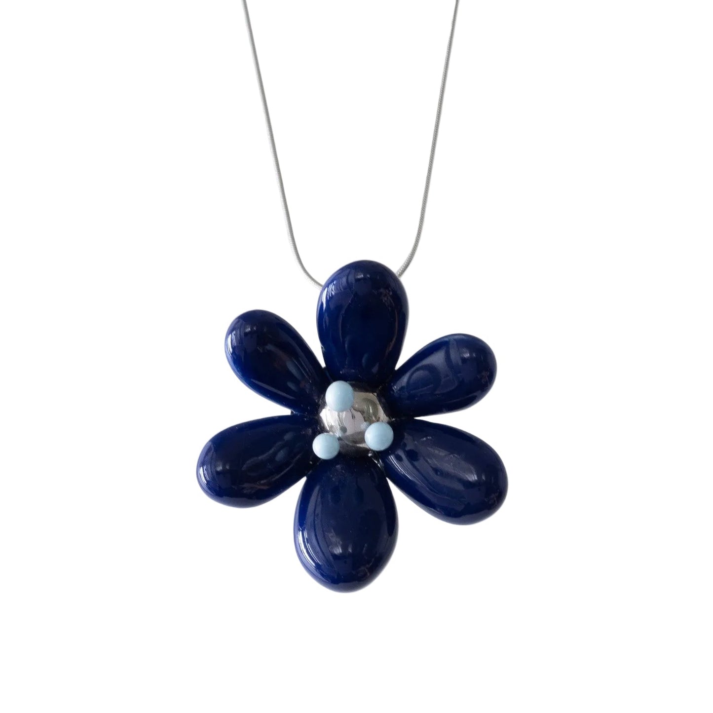 Ta-Kukkakoru Ceramic Flower Pendant (Deep Blue)