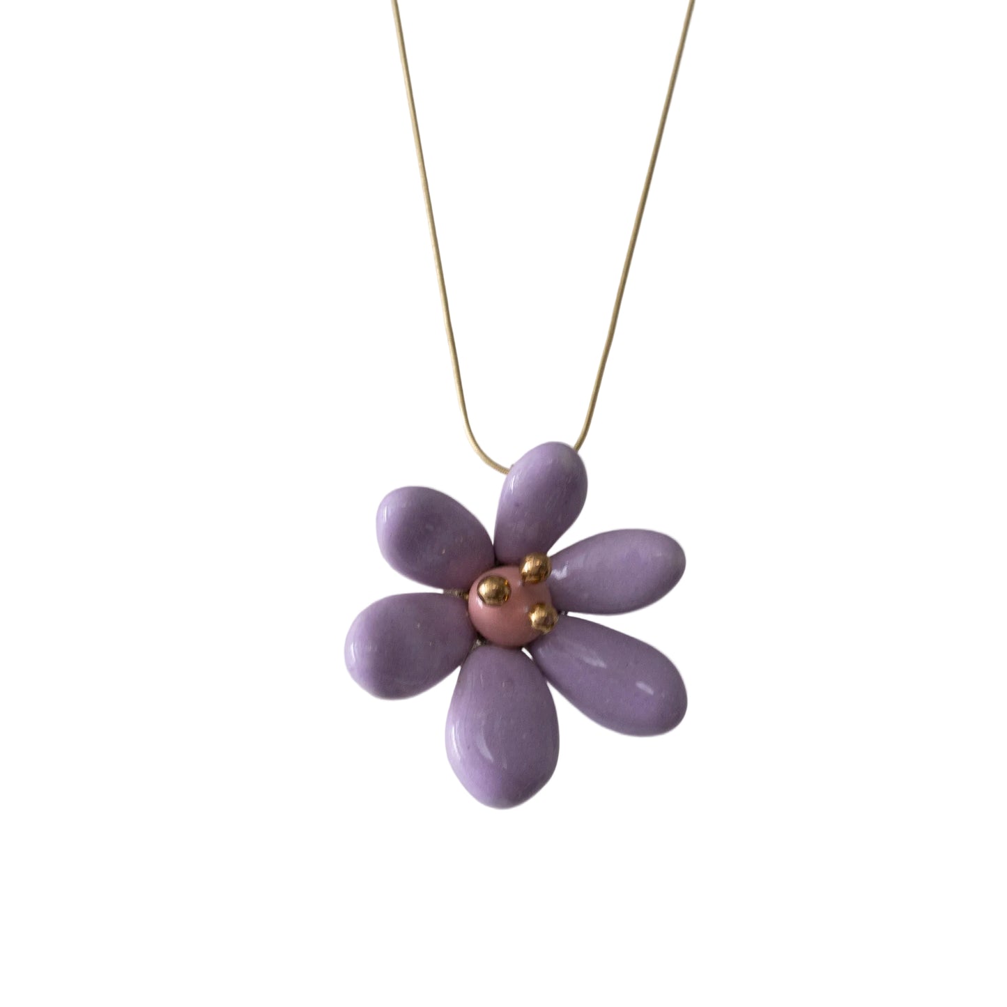 Ta-Kukkakoru Ceramic Flower Pendant (Light Violet)
