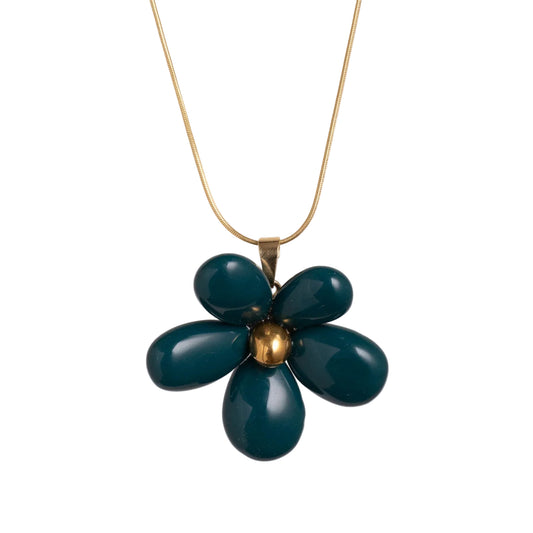 Ku-Kukkakoru Ceramic Flower Pendant (Petrol)