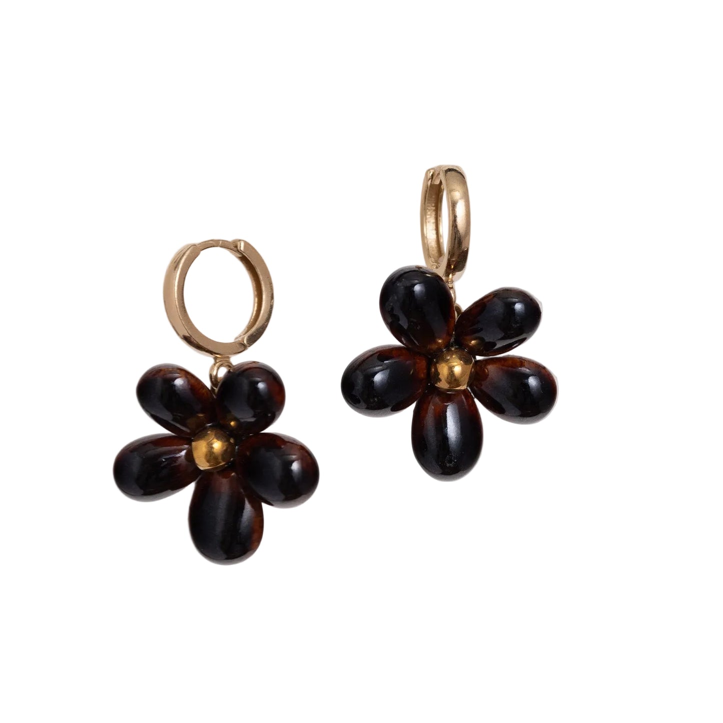 Ku-Kukkakoru Ceramic Flower Earrings (Dark Brown)