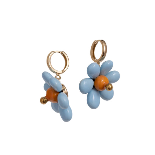 Kin-Kukkakoru Ceramic Flower Earrings (Light Blue)