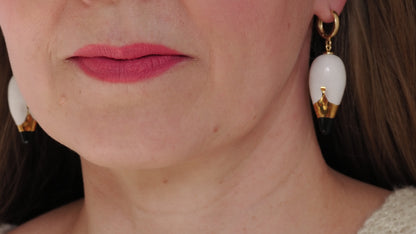 Joutsenkoru Ceramic Swan Earrings (White)